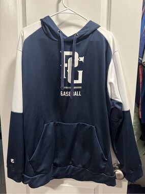 Men's Navy and White Baseball Pullover Hoodie